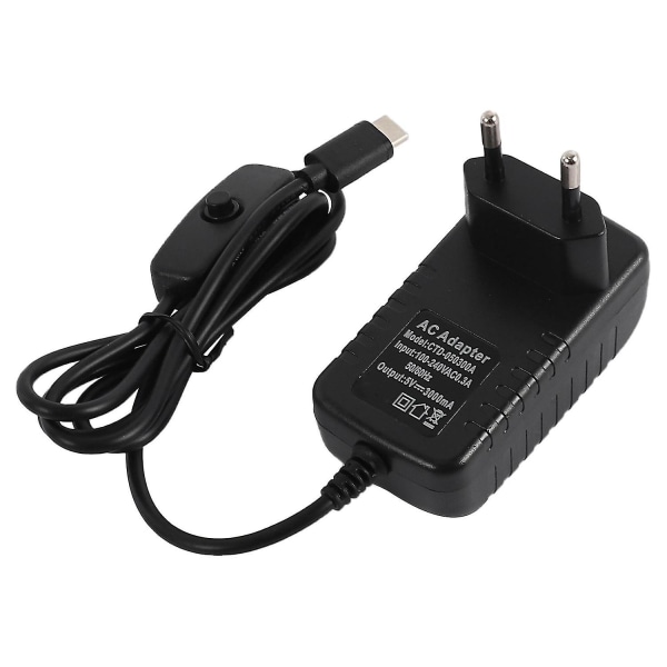 4b Virtalähde 5v 3a Type-c Virtasovitin Kytkimellä Usb-c Laturi EU-Pistoke Ft