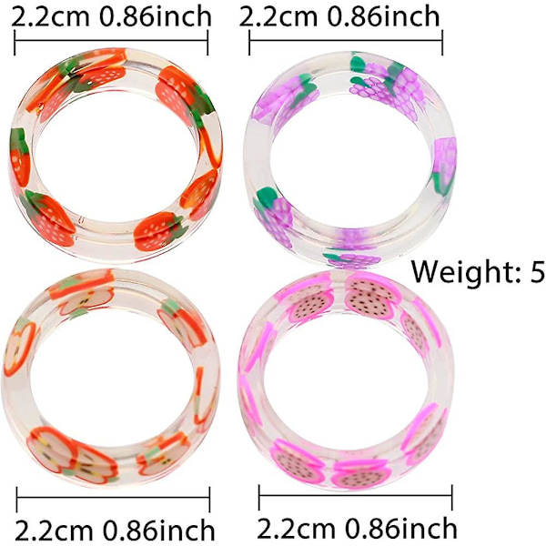 Hartsringar i resin för kvinnor och flickor - Retro akryl chunky färgglada ringar för fingrar