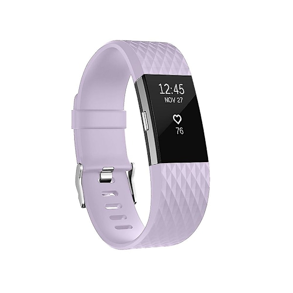 Rem med Diamantmønster til Fitbit Charge 2, 10,5x8,5 cm Light Purple