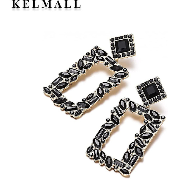 Krystal Rektangel Geometriske Dangle Øreringe, Glas Rhinestone Statement Drop Øreringe Til Kvinder  Kollektion