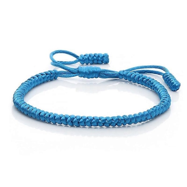 Håndlavet Tibetansk Buddhistisk Flerfarvet Lykke Knuder Reb Armbånd Kvinder Justerbar Charm Armbånd & Armringe Til Mænd Vintage Smykker light blue