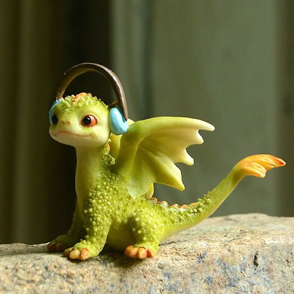 Söt Drakstaty Landskap Resin Figurer Trädgårdshantverk Dekorationer Djurprydnader Hem Dragon With Baby