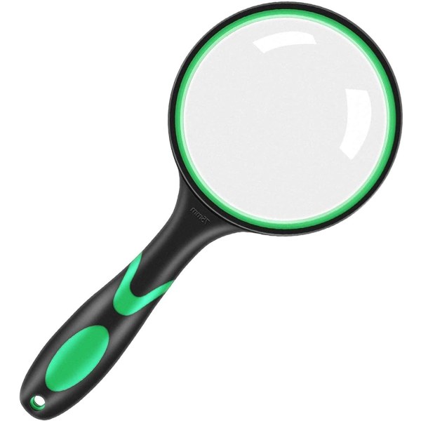 Magnifying Glass, 10X Handheld Reading Magnifier 75mm Magnifying Lens with Non-Slip Soft Rubber Handle Shatterproof Magnifying Mirror