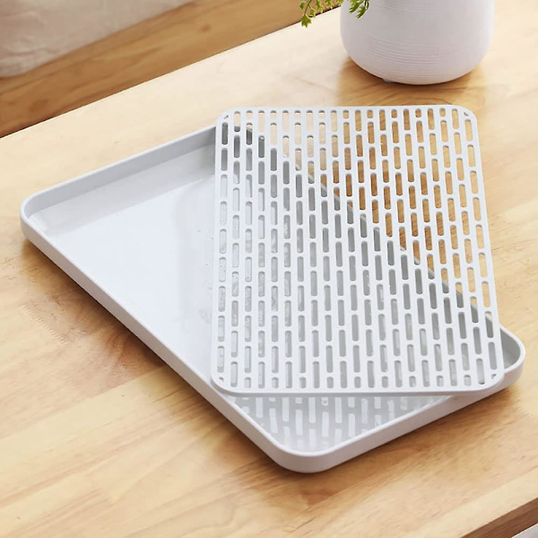 Avloppshållare med droppbricka, 31x 17,5cm Liten diskavrinningsbricka Matta, Vattenavrinningsbricka Hållare för Fruktkopp Mugg Redskap Badrumstillbehör, Kaffe Te Brickor