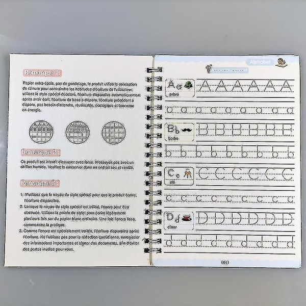 3d French Groove Magic Practice Copybook Barnbok Lärande siffror Bokstäver Kalligrafi Skriva Övningsböcker Present