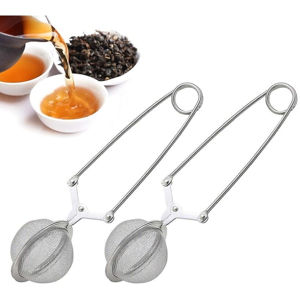 Snap Ball te-sil, 2-pakk Premium rustfritt stål te-sil med håndtak for løse blader te Finmasket te-baller filterinfusere