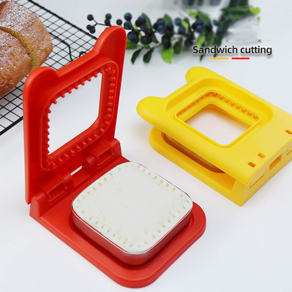 Sandwich Cutter Og Sealer Firkantet Lommesandwich Cutter Til Børn Drenge Piger Frokost Madkasse Red