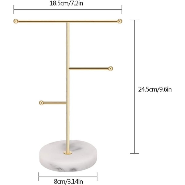 Smyckesställ Display Halsbandshållare T-Bar Metallpläterad Bordsskiva Smyckesförvaringstorn För Hängande Hänge Örhängen Armband Ring Tillbehör