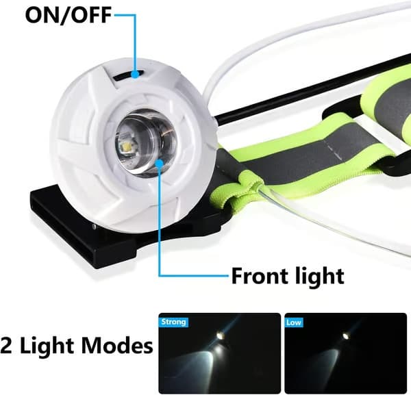 LED-refleksvest med frontlys, løpelys for løpere, refleksutstyr for menn/kvinner til løping, sykling eller gåturer
