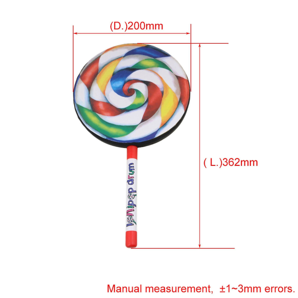 5 stykker 7,9 tommer Lollipop Shape Tromme Perkusjon Utdanningsleker for barn