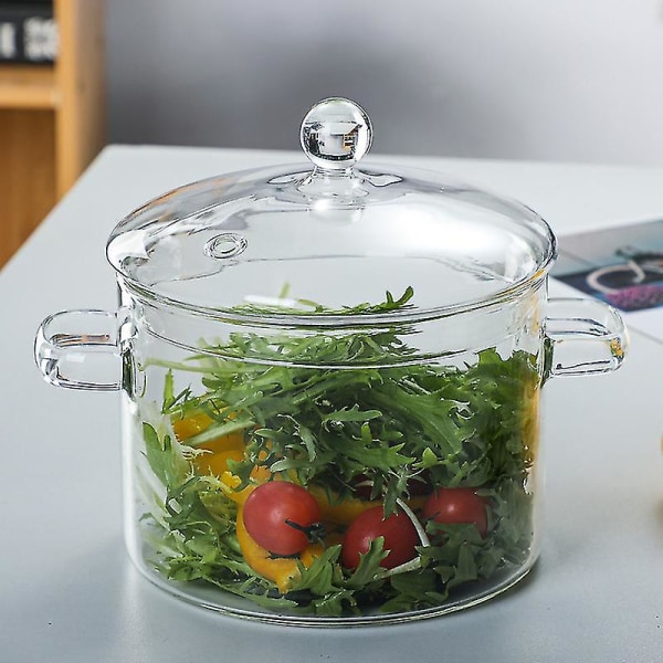1 st Värmebeständig Klart Glas Matlagningsgryta Instant Multifunktionskokgryta För Hem Kök Restaurang 1500ml