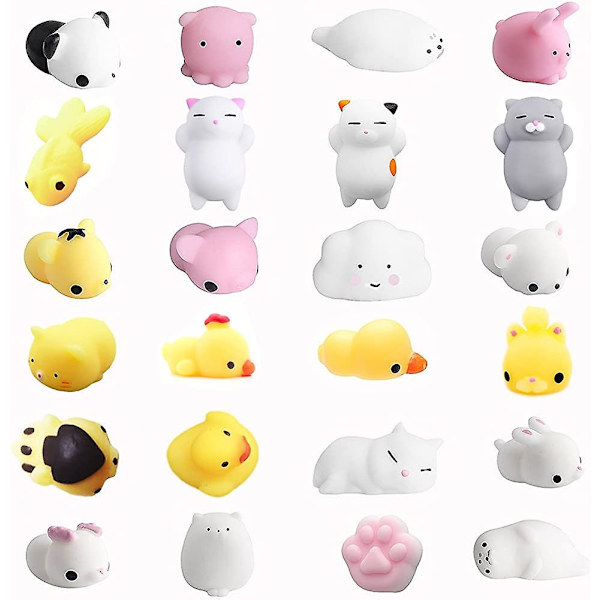 24 stk. Mini Squishy Dyr Squishies Kawaii Søde Bløde Legetøj Stress Squeeze Legetøj