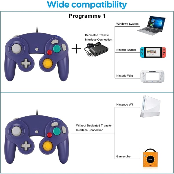 Gamecube Gamepad, 2-pak klassisk gamepad med vibrasjonsjoystick