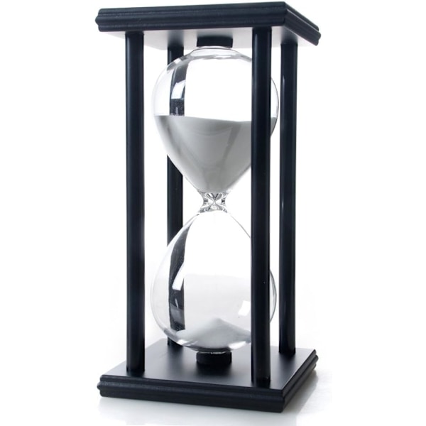 Timglas Sand Timer Timglas med Sand Dekoration Sandklocka Klocka för Rum Födelsedag Te Kaffe Bord Bokhylla Skola Spel Prydnad Trä White 60 Min