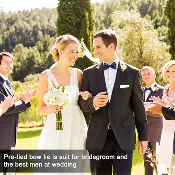 Herre Sløyfe, Klassisk Ensfarget Forhåndsknyttet Sløyfe for Menn, Sateng Tux Sløyfe, Justerbar Formell Hals Sløyfe for Fester, Bryllup (Marineblå)