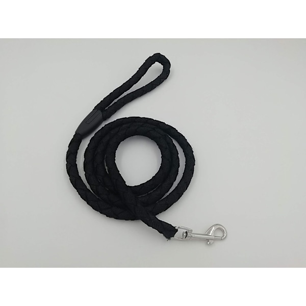 Hundeforing av nylon, tau for hunder, treningsforing for mellomstore og store hunder med rustfritt stålspenne, 1,5 m lang og 1,2 cm bred (svart)