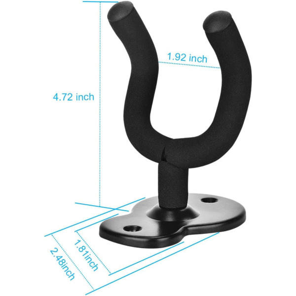 Gitarholder veggmontert for akustisk gitar, elektrisk gitar, klassisk gitar, bass og ukulele (2 PAKKE)