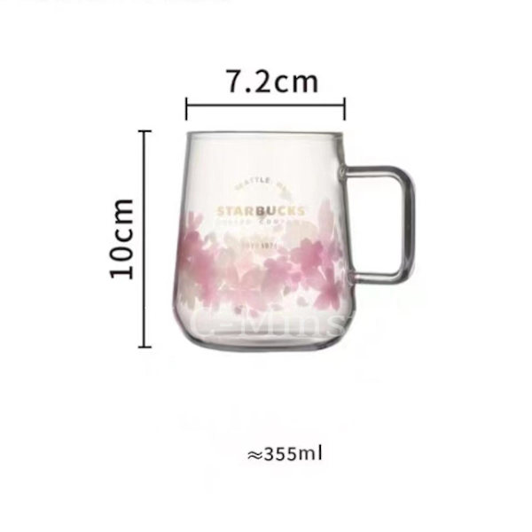 Starbucks Rosa Sakura Färgförändrande Glas Kaffe Mugg Kopp Med Blompinne