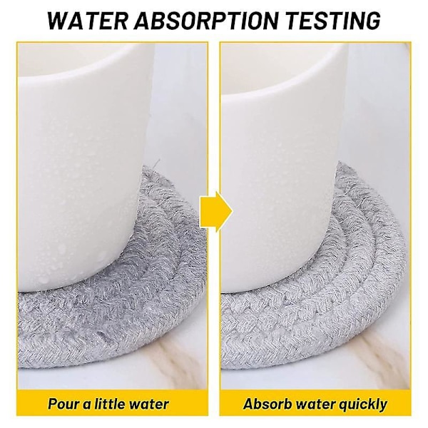 8 stk drikkebrikker med holder, 4 farger absorberende brikker for drikke, bomullsvevd brikkesett