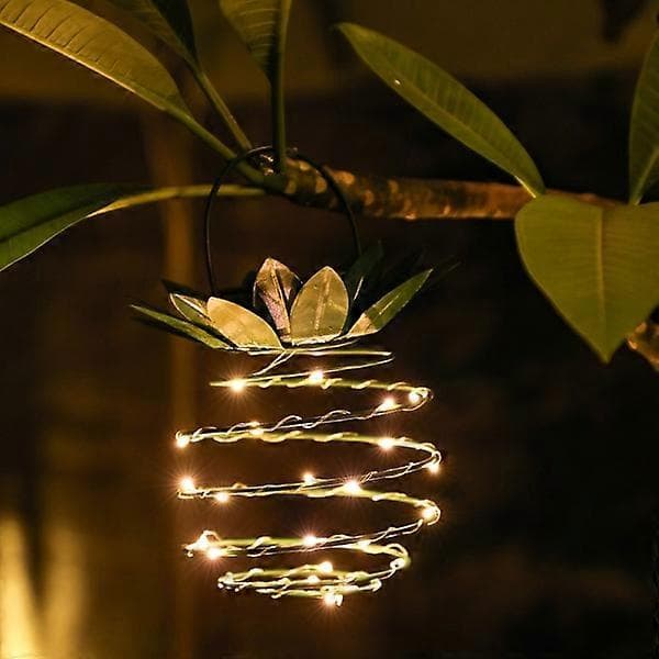 Solcellelampe Smedejern Ananas Lampe Led Have Kobbertråd La