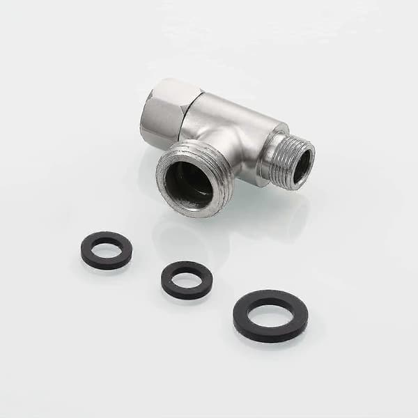 3-vejs 3/8\" og 1/2\" Adapter T-stykke - Rustfrit stål T-fitting, Børstet Nikkel