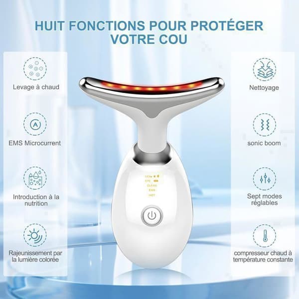 Ryppyjä ehkäisevä kasvohoitolaite – ALFOYU – Sähköinen Gua Sha – 7 LED-väriä – 3 hierontatilaa – 45°C
