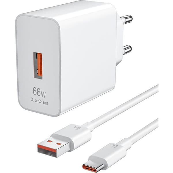 66W Supercharge Hurtigoplader til Honor 90 Lite / 200 Lite – Inkluderer 6A USB-C Kabel (1m)