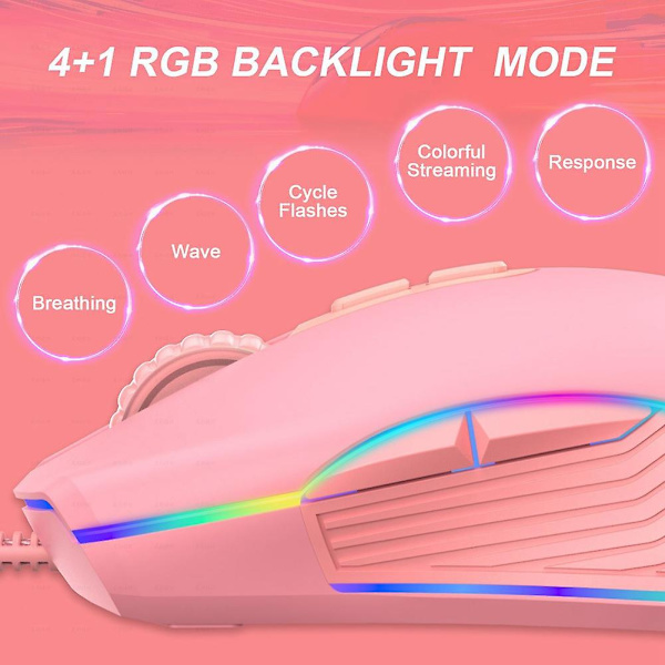 3200 DPI USB-C Gamingmus - Trådbunden Optisk Mus för PC-Spelare med RGB-Bakgrundsbelysning