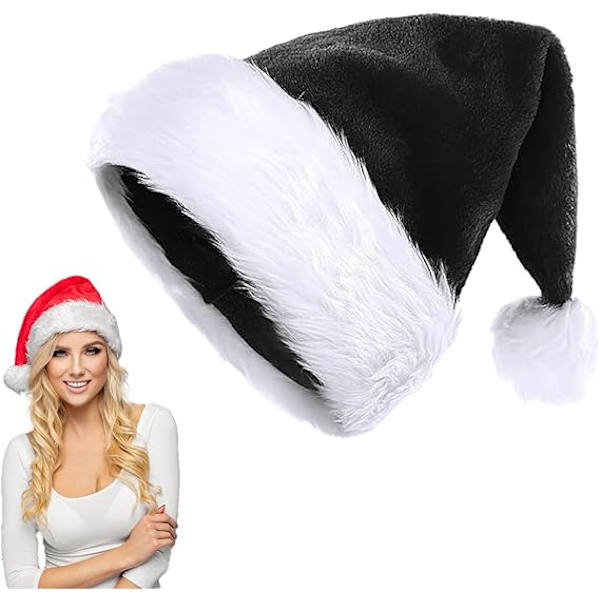 Julemandens Julehatter Voksen Julehatte - Luksus Julemandens Julehatte Julemandens Julehatte Plys Julemandens Julehat, Juleferiehat Fortykke Julemandens Julekostume Black