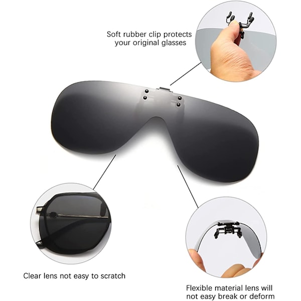 Polariserede Clip-on Solbriller Til Mænd Og Kvinder Anti-glare Uv400 Beskyttelse Sammenfoldelige Briller Kørsel Udendørs Sport