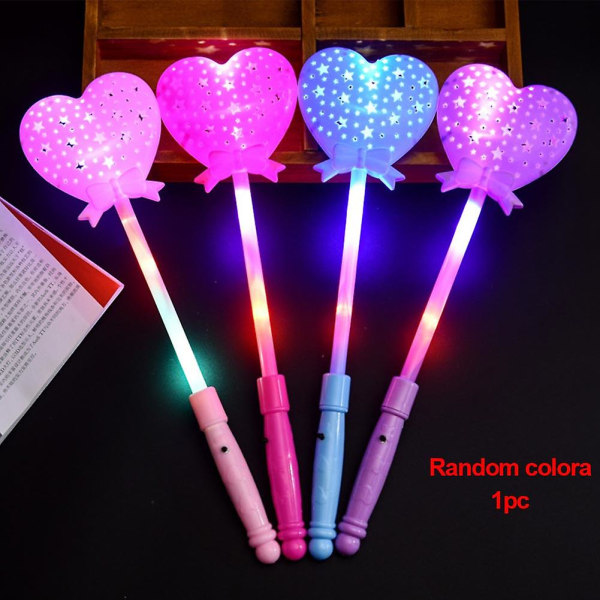 Lysande Party Princess Wand Scepter Blinkande Magic Stick Toy Led Light Up Heart