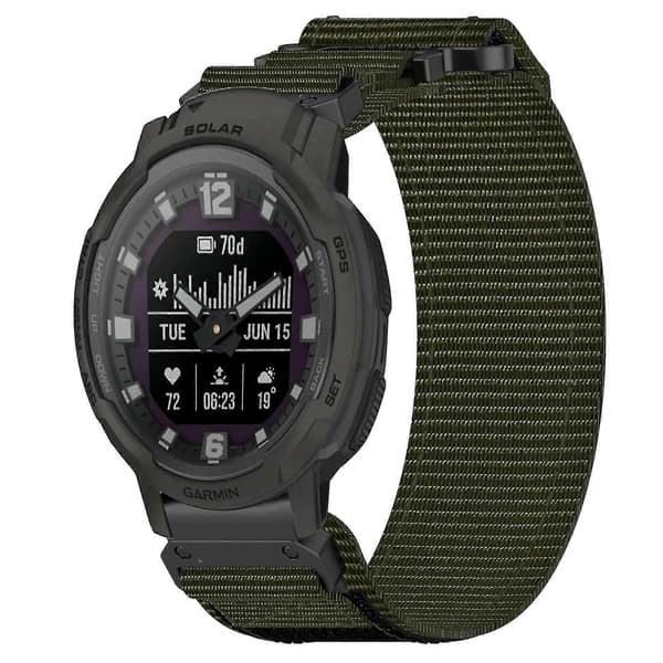 22 mm nylon urrem til Garmin Instinct Crossover Solar Army Green