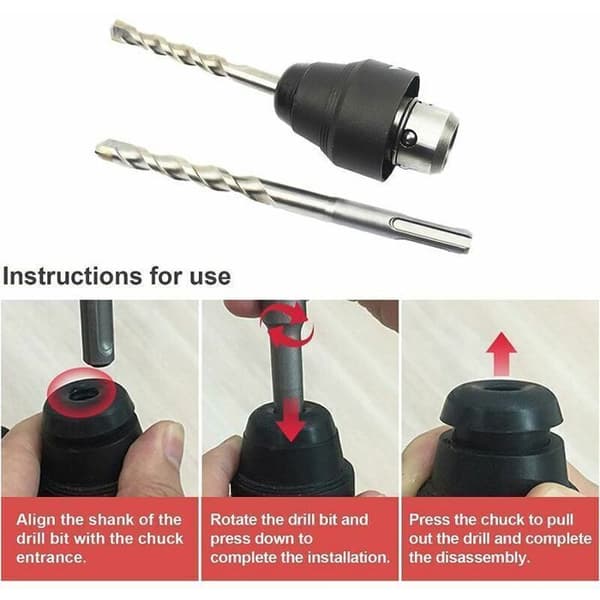 SDS Plus borepatron - LUSKYKA® - Sort - Kompatibel med Bosch GBH2-26DFR og GBH2-28DFV