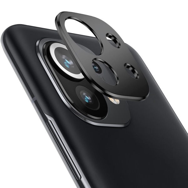 Skærmbeskytter til kameralinse med sort bagside til Xiaomi 11 Ringfilm i aluminiumslegering til Xiaomi Mi 11 Len