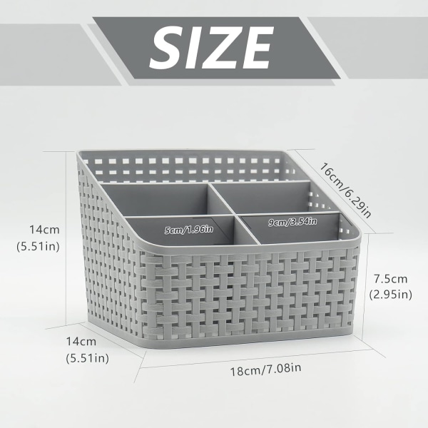 Översta förvaringskorg, Kosmetisk låda Organizer, Plast förvaringsbox Desktop 5 Grid Sub-grid case Multifunktionsförvaring för skrivbord Office-Grå