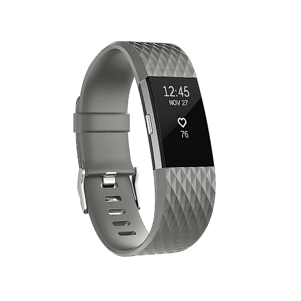 Rem med Diamantmønster til Fitbit Charge 2, 10,5x8,5 cm Grey