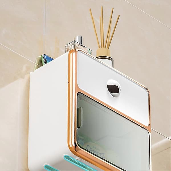 Vandtæt toiletpapirholder til vægmontering, opbevaringsboks til badeværelse Electroplating White Square Tissue Box