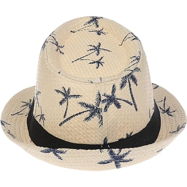 Hawaiian Fedora stråhatter for menn Kvinner Unisex Panama Sommer Sol Jazz Kostyme Party Cap (Lys Khaki)