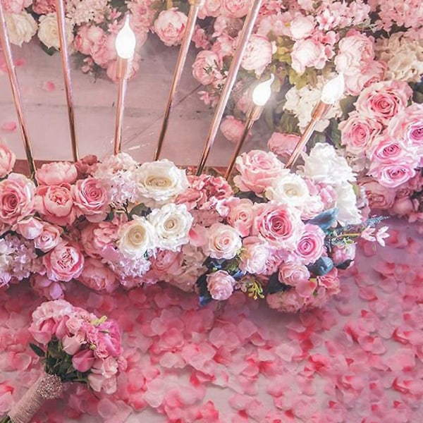 1000 st konstgjorda rosblad för bröllopsdekorationer, romantisk natt, alla hjärtans dag, evenemang Vit pink white