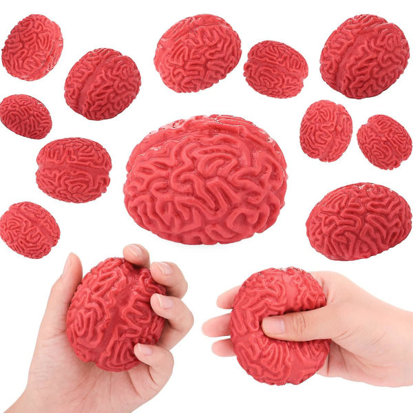 6 stykker Hjernestressbolde Hjernesplatbold Hjerneformet legetøj Zombie Hjernebolde Rød nyhed Falsk hjerne Skræmmende legetøj
