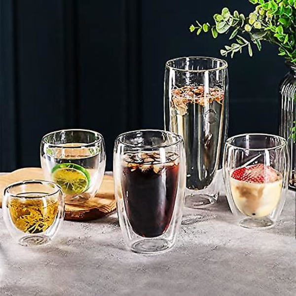Glaskaffemuggar, Dubbelväggiga Isolerande Termiska Koppar Dricksglas För Te/kaffe/latte/cappucino/cafe/mjölk (250ml/8.5oz)