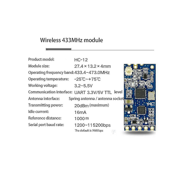 -12 433MHz Si4463 Trådlöst Seriellt Portmodul 1000m Ersätter Bluetooth Hc12 - 4 St-gj