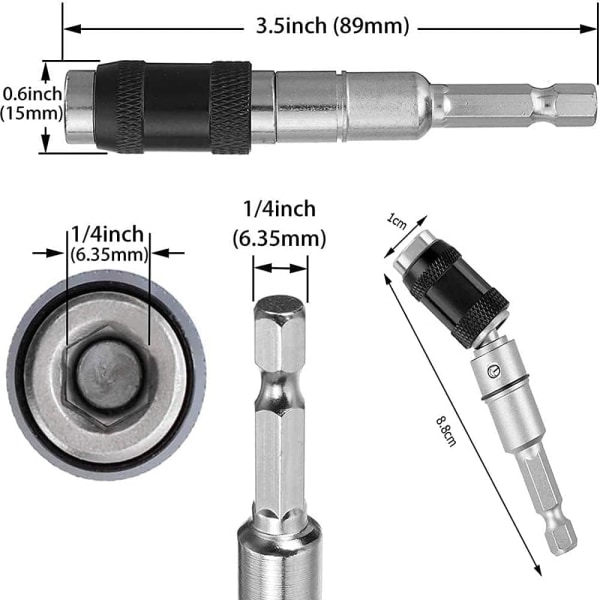 2 Pack Magnetic Swiveling Bit Tip Holder, 1/4" Pivot Drill Bit Holder Quick Release Flexible Screwdriver Bit Holder for Tight Spaces or Corners (Red)