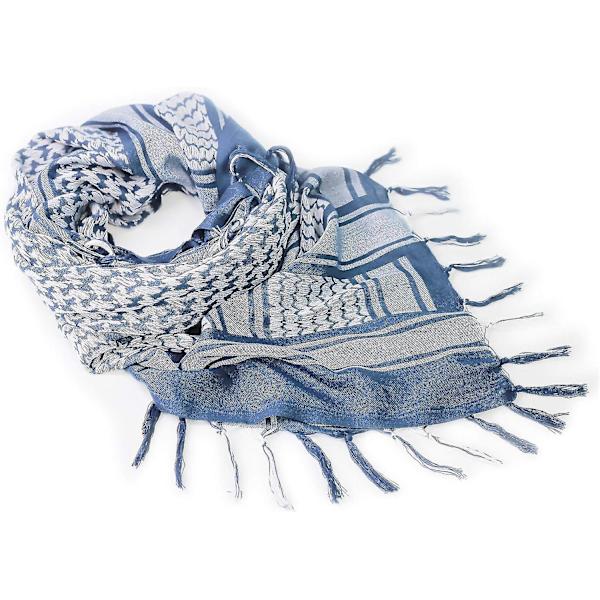 Taktisk ökenscarf / 100 % bomull Keffiyeh scarf wrap för män andningsbar och vindtät sandscarf Blue