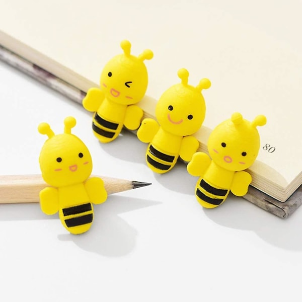 40 stk Crday Mini Bee Eraser Søt Mini Animal Bee Eraser Tegneserie Novelty Blyant Eraser