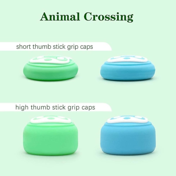 Kontroller Tommelgrep Caps, Animal Forest Silicon Cover Crossing Handle Button Caps (4stk, Grønn+blå)