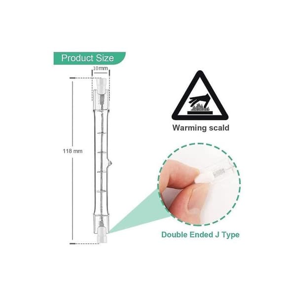 R7s halogenlampe 118 mm 200 W 230 V, R7s halogenstav, dimbar R7s halogenlampe