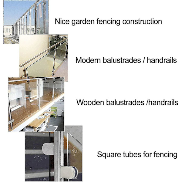 8 st glasklämma glas hållare - 304 rostfritt stål klämma för ledstång fönsterbalustrad snabb