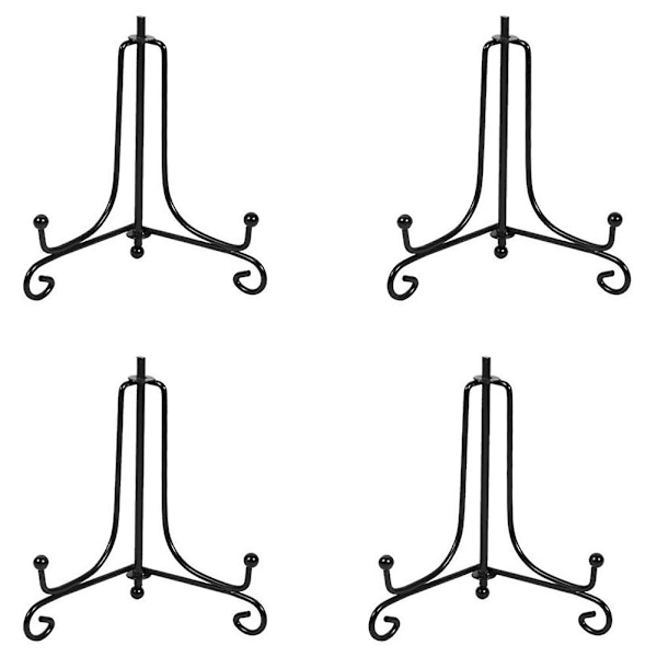 (4 Pakk) Jern Display Stativ, Svart Jern Staffeli Plate Display Foto Holder Stativ, Viser Bilde Fra