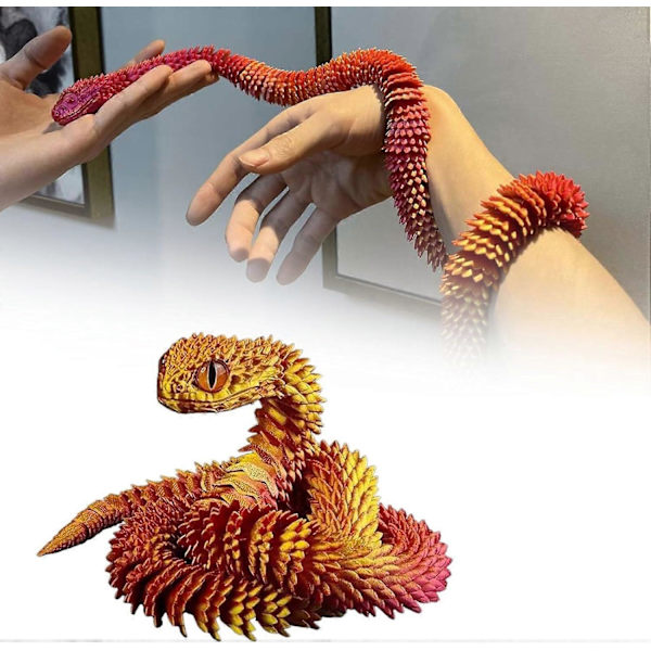 3D-printad orm flexibel ledad orm leksaksfigurer 60 cm Red